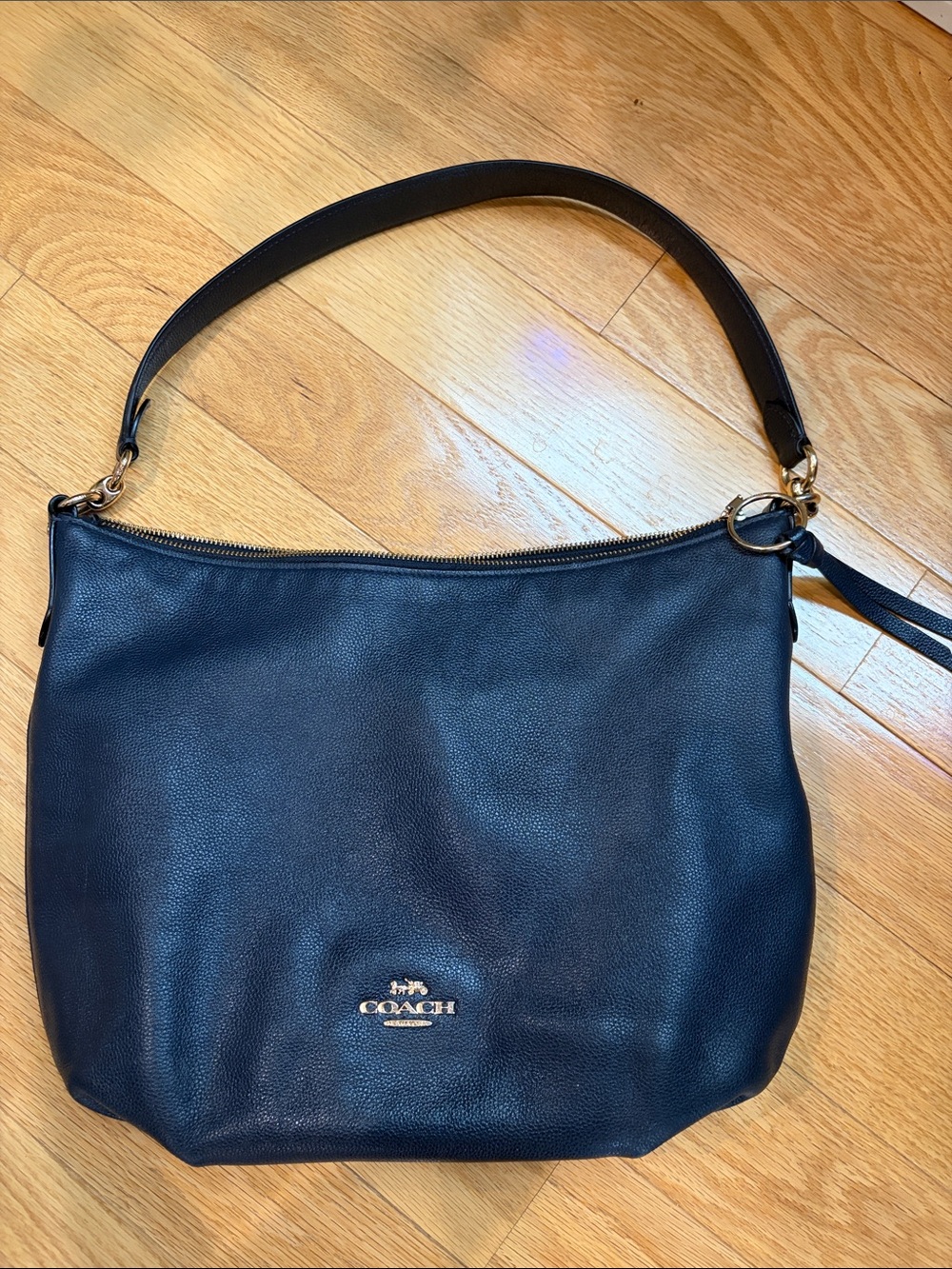Coach Black Pebbled Leather Shoulder Bag with Gold Hardware
